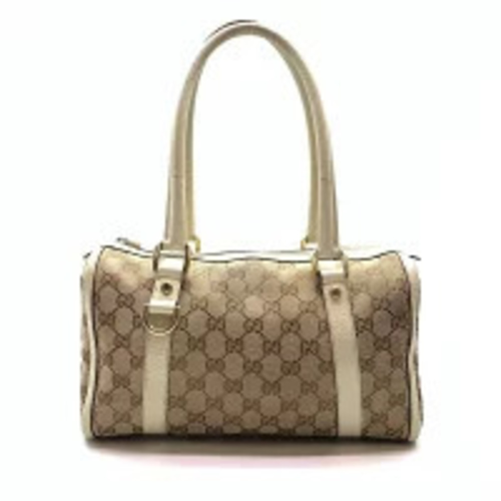 Gucci Boston Bag Signature GG Canvas Leather Beige White